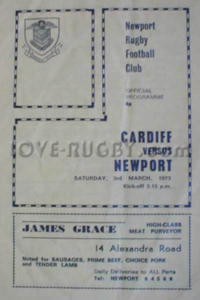 1973 Newport v Cardiff  Rugby Programme