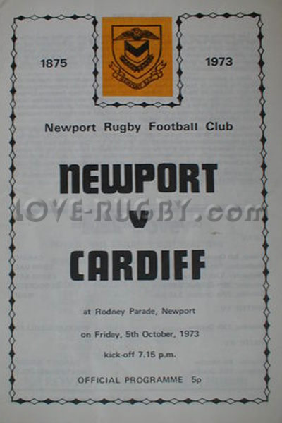 1973 Newport v Cardiff  Rugby Programme