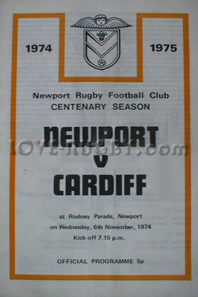 1974 Newport v Cardiff  Rugby Programme