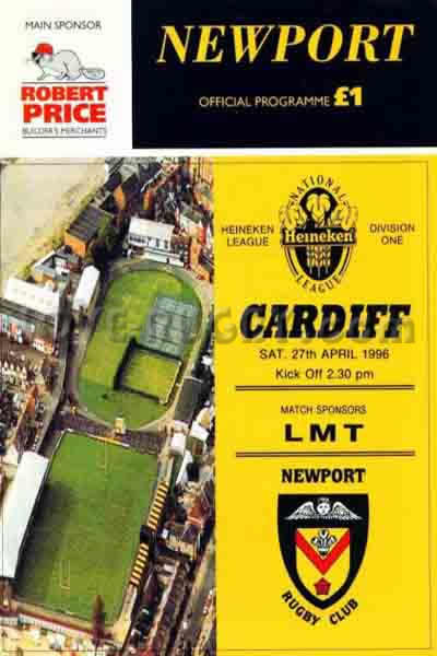 1996 Newport v Cardiff  Rugby Programme