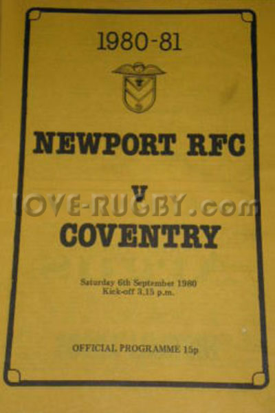 1980 Newport v Coventry  Rugby Programme