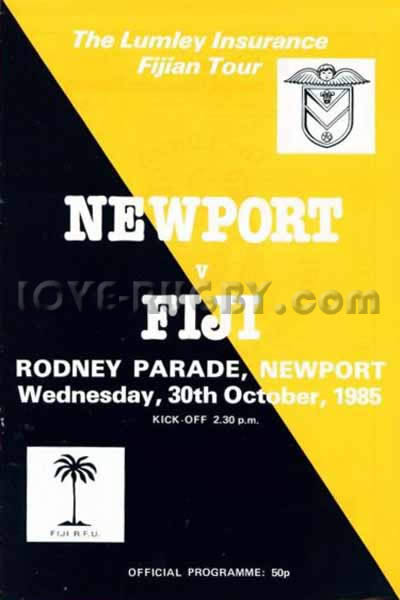 1985 Newport v Fiji  Rugby Programme