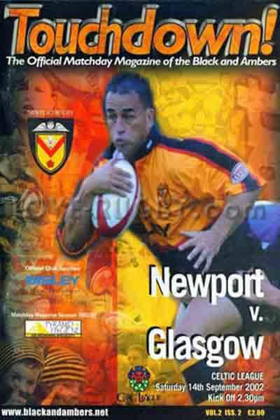 2002 Newport v Glasgow  Rugby Programme