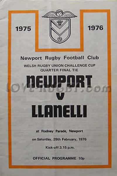 1976 Newport v Llanelli  Rugby Programme