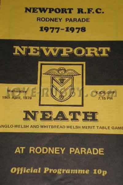 1978 Newport v Neath  Rugby Programme