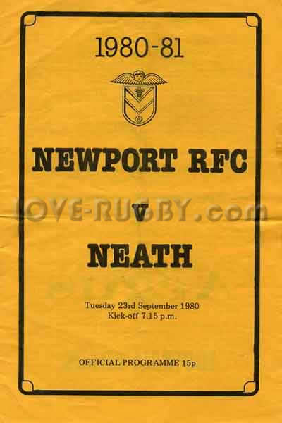 1980 Newport v Neath  Rugby Programme
