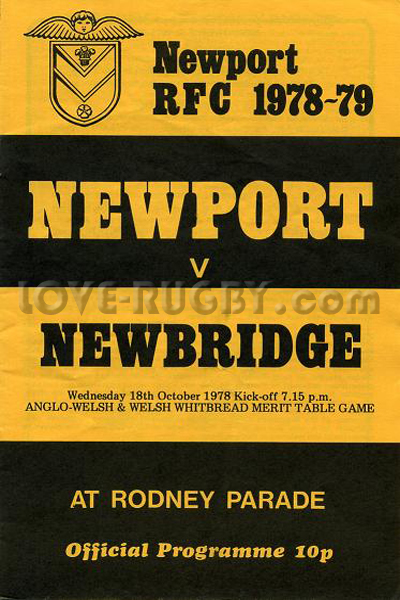 1978 Newport v Newbridge  Rugby Programme