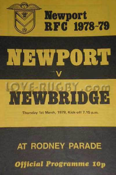1979 Newport v Newbridge  Rugby Programme