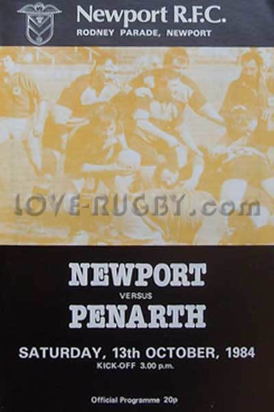1984 Newport v Penarth  Rugby Programme
