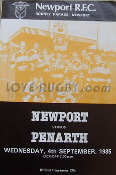 1985 Newport v Penarth  Rugby Programme