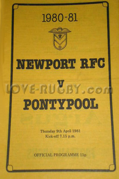 1981 Newport v Pontypool  Rugby Programme
