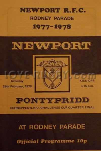 1978 Newport v Pontypridd  Rugby Programme