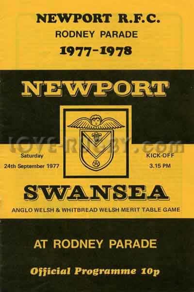 1977 Newport v Swansea  Rugby Programme