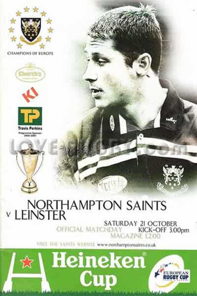 2000 Northampton v Leinster  Rugby Programme