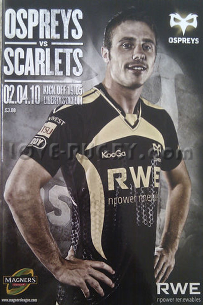 2010 Ospreys v Scarlets  Rugby Programme