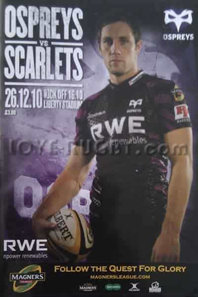 2010 Ospreys v Scarlets  Rugby Programme