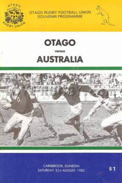 1982 Otago v Australia  Rugby Programme