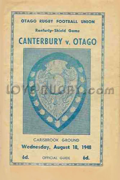 1948 Otago v Canterbury  Rugby Programme