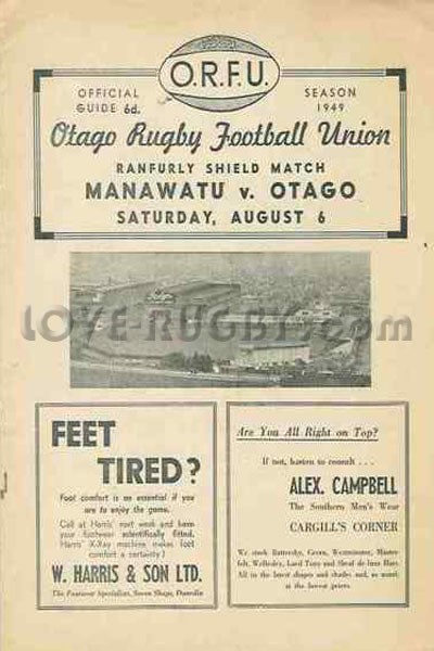 1949 Otago v Manawatu  Rugby Programme