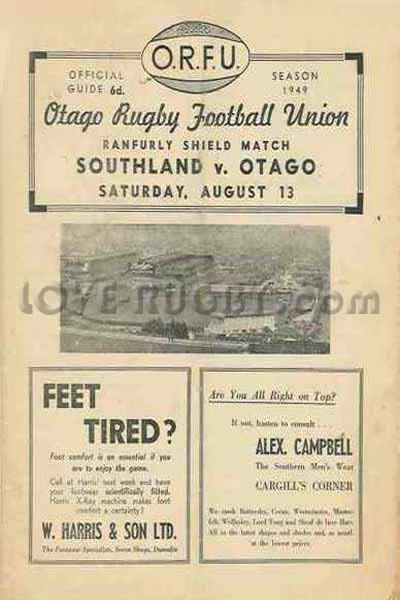 1949 Otago v Southland  Rugby Programme