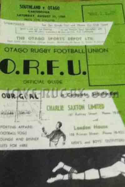 1960 Otago v Southland  Rugby Programme