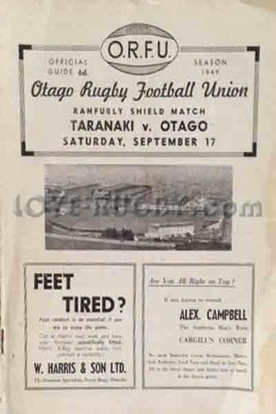 1949 Otago v Taranaki  Rugby Programme