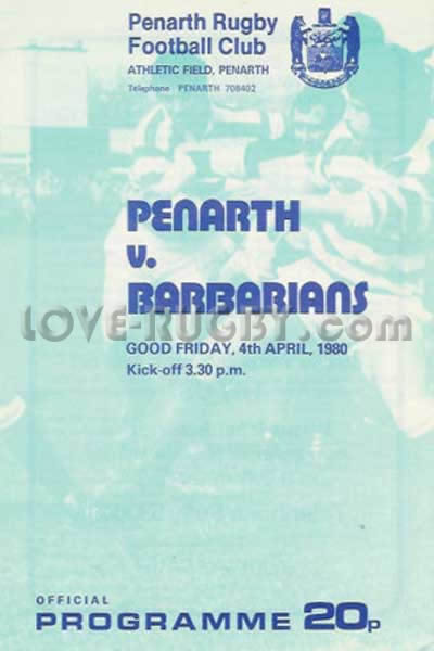 1980 Penarth v Barbarians  Rugby Programme