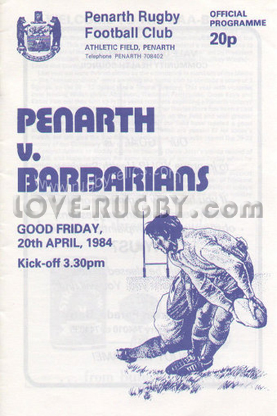1984 Penarth v Barbarians  Rugby Programme