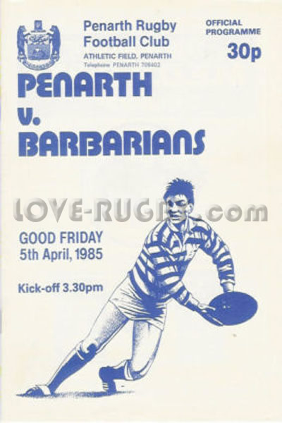 1985 Penarth v Barbarians  Rugby Programme