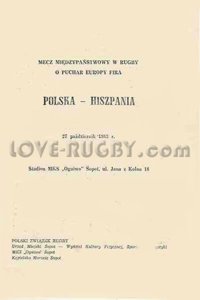 1985 Poland v Spain  Rugby Programme