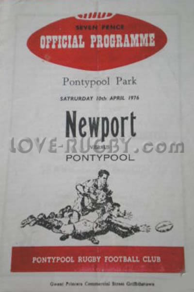 1976 Pontypool v Newport  Rugby Programme
