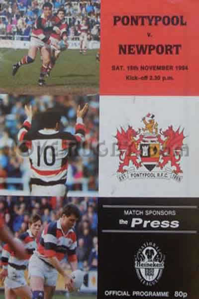 1994 Pontypool v Newport  Rugby Programme