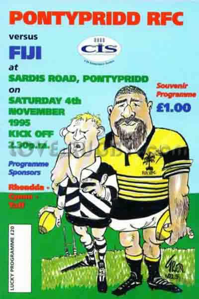 1995 Pontypridd v Fiji  Rugby Programme