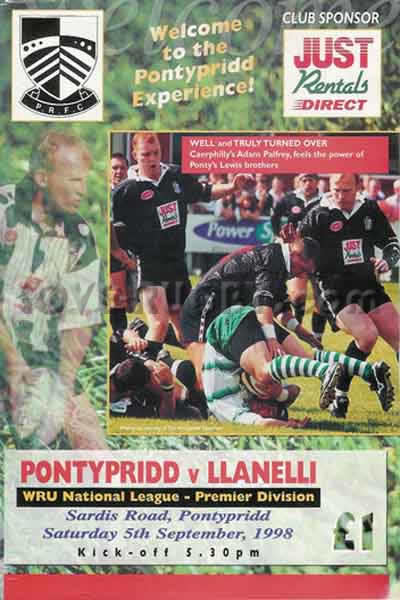 1998 Pontypridd v Llanelli  Rugby Programme