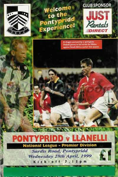 1999 Pontypridd v Llanelli  Rugby Programme