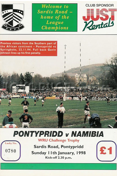1998 Pontypridd v Namibia  Rugby Programme