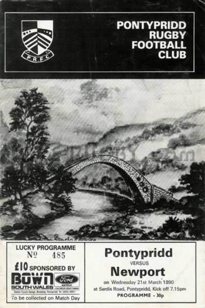 1990 Pontypridd v Newport  Rugby Programme