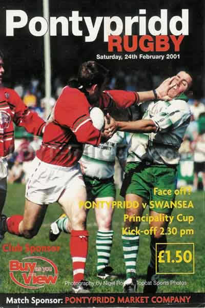 2001 Pontypridd v Swansea  Rugby Programme