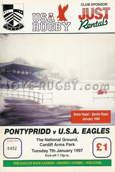 1997 Pontypridd v USA  Rugby Programme