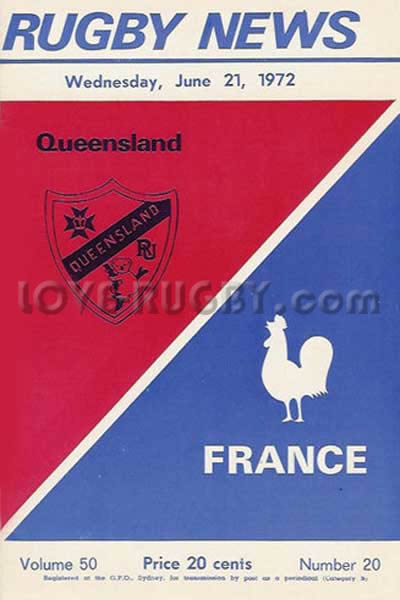 1972 Queensland v France  Rugby Programme