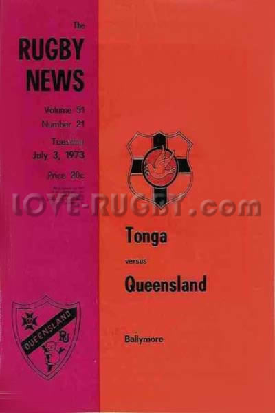1973 Queensland v Tonga  Rugby Programme
