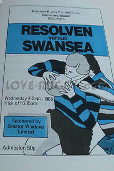 1985 Resolven v Swansea  Rugby Programme