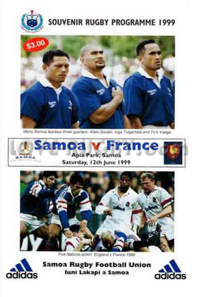 1999 Samoa v France  Rugby Programme