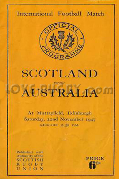 1947 Scotland v Australia  Rugby Programme