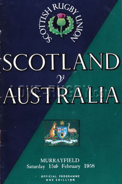 1958 Scotland v Australia  Rugby Programme