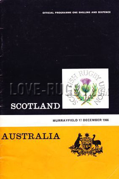 1966 Scotland v Australia  Rugby Programme