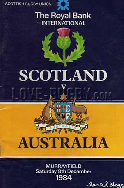 1984 Scotland v Australia  Rugby Programme