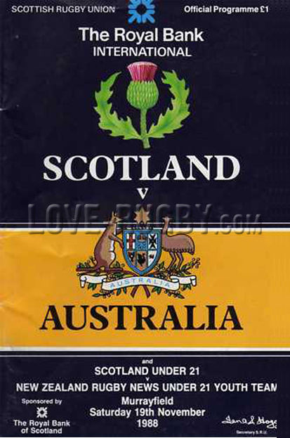 1988 Scotland v Australia  Rugby Programme