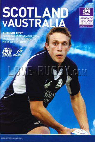 2006 Scotland v Australia  Rugby Programme