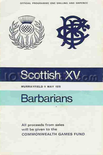 1970 Scotland v Barbarians  Rugby Programme